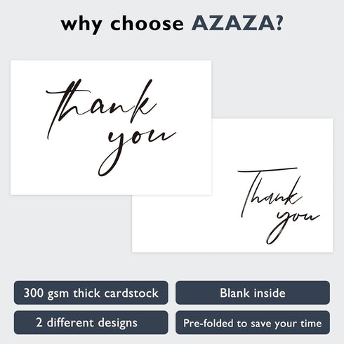 50 4x6, 2 AZAZA Bulk Thank You Cards with Envelopes Navy Blue Thank You Cards Minimalistic Designs, Funeral Thank You