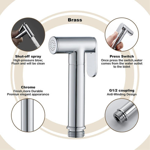 ZLOCYIVHE Handheld Bidet Sprayer for Toilet, Baby Cloth Diaper Sprayer Brass Round Toilet Sprayer High Pressure