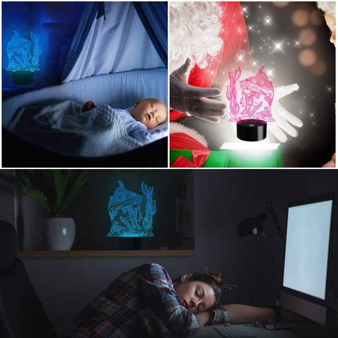 3D 7 3D Fishing Lamp Illusion Night Light LED Touch Fish Desk Table Lamps Color Change USB Visual Lights Home Bedroom