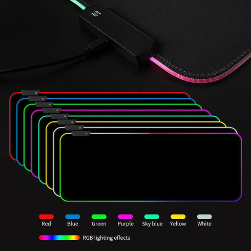 Qisan RGB Large Gaming Mouse Pad with Nonslip Base-31.5 x 11.8 Inch | Soft LED Extended Mousepad Keyboard Pad Desk Pad with Anti-Slip Rubber Base | Large Desk Mat for Keyboard and Mouse-RGB by Qisan