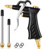 Industrial Air Blow Gun with Adjustable Brass Nozzle, 2 Pcs Steel Extensions & 1/4" NPT Quick Plug, Pneumatic Tool