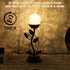 Bulb NEEDOMO Led Table Lamp Bedside Nightstand Lamps, Crackle Glass Ball Led with Bronze Metal Leaf Desk Lamp,Vintage