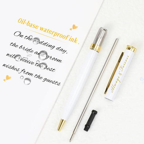 Fumete Wedding Pens, Black Ink Twist Ballpoint Pens for Bridal Party, Always and Forever Sign Wedding Pens (12 Pcs)