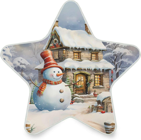 ALAZA Landscape House Snowman Christmas Star Shaped LED Night Light Dusk to