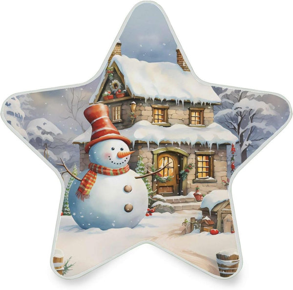 ALAZA Landscape House Snowman Christmas Star Shaped LED Night Light Dusk to