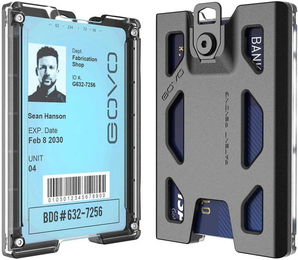 T4 No-Clip Badge Holder - Durable Polycarbonate ID Card Holder for 1 to 4 Cards (Black)
