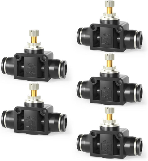 TAILONZ PNEUMATIC 4mm Tube OD Air Flow Control Valve, Push-to-Connect Fitting, In-Line Speed Controller