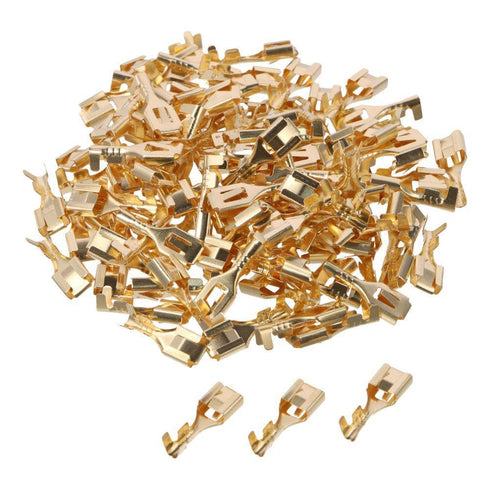 Copper Wire Terminal Gold Electrical Female Connector, Stamping Non Insulated Brass Crimp Connector Hardware Parts