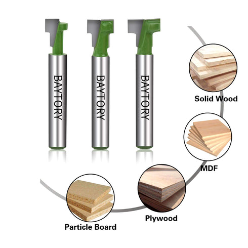 3Pcs Set, 1/4" Set -5/16 3/8 1/2 inch Set BAYTORY Keyhole Router Bits Shank Router Keyhole Bit & & Blade Diameter