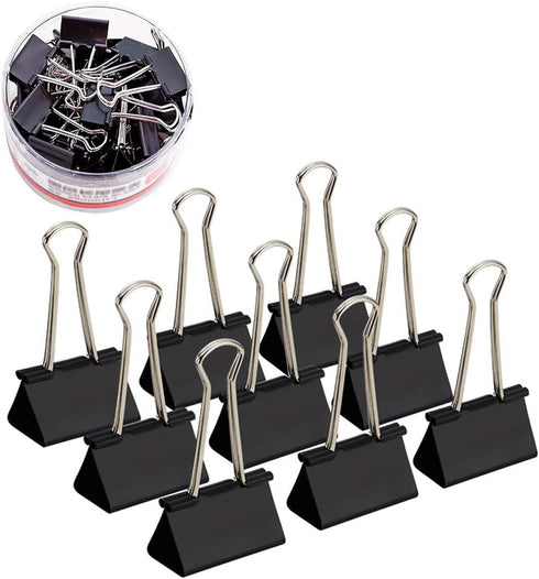 Coideal Black Binder Clips Medium, 1.25 Inch Metal Paper Clips, 24 Pcs for Office School