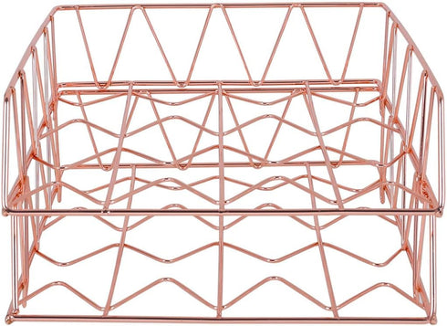 PAG Set of 2 Metal Stackable File Document Letter Tray Organizer for Desk, Rose Gold Office Supplies