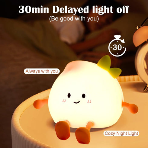 Dimmable Cute Peach Night Light, Peach Lamp with Legs Night Lights, Light for Baby Nursery, Rechargeable LED Portable