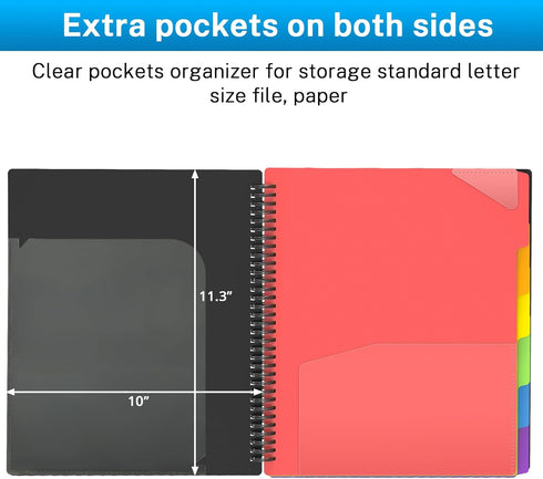 HABGP 12 Pocket Plastic Folders with Pockets - 6 Colors Multi Pocket Folder Binder with Dividers for Office Organizer