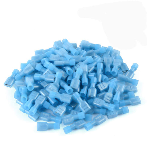 100 Pcs XHF 16-14 AWG Nylon Female Spade Connectors Quick Disconnect Wire Terminals Insulated Crimp Connectors
