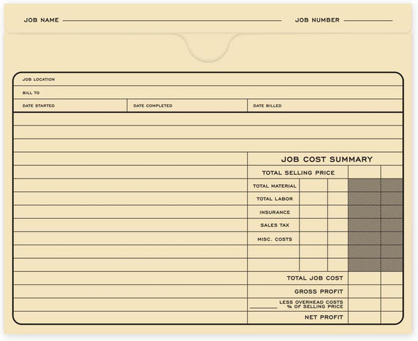 Classic Professional Manila File Folder, 50 Preprinted Job Folders, 10" x 12", Task Cost Tracking, Made in USA
