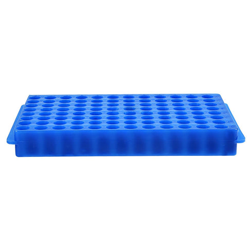 YOKIVE Double Panel Plastic Tube Rack Holder | Great for 11.5mm, 7.5mm Lab Test Tube (Blue, 96-Sockets)