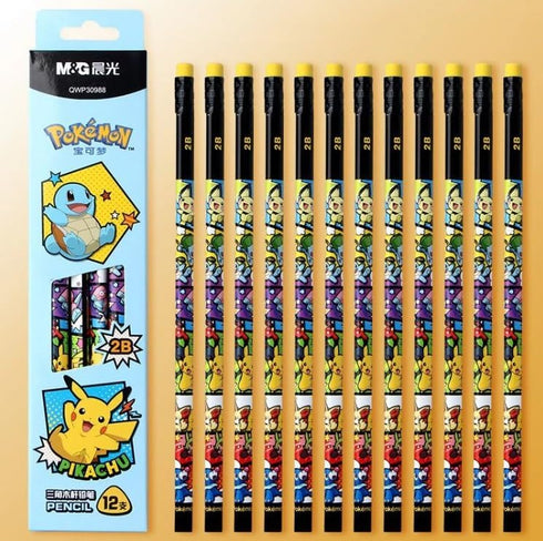 Pikachu Pencils with Eraser, 2B Triangular Pencils 12 Count (Blue) by Pikachu
