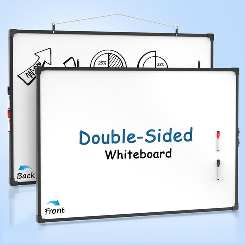 MaxGear Magnetic Dry Erase White Board, 36 X 24 Inches Double Sided, Black Aluminum Frame for Wall