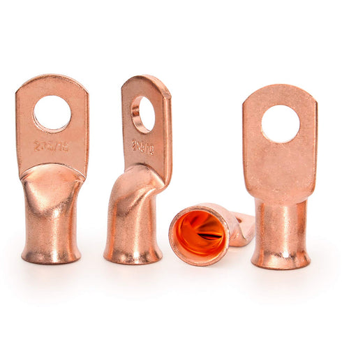 12PCS 2x5/16 Copper Ring Terminal Connectors, 2 AWG Heavy Duty Battery Cable Ends with 12 PCS Heat Shrink Tubing
