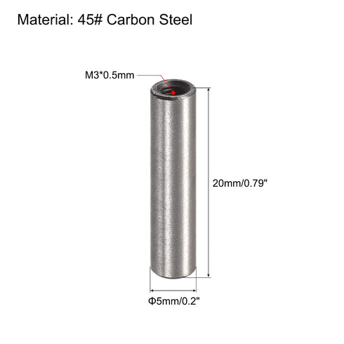 uxcell M3 10pcs 5x20mm Internal Thread Dowel Pin Chamfering Flat Carbon Steel Cylindrical Pin Bed Bookshelf Metal