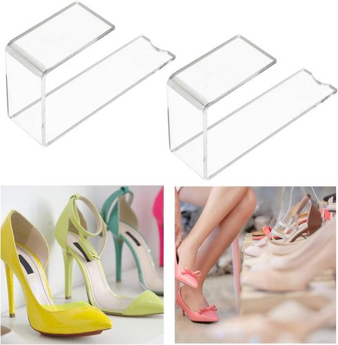 2pcs 7-tier 4mm Closets Acrylic Shoe Display Stands High Heel and Flat Shoe Racks Thick Retail Store Display Brackets