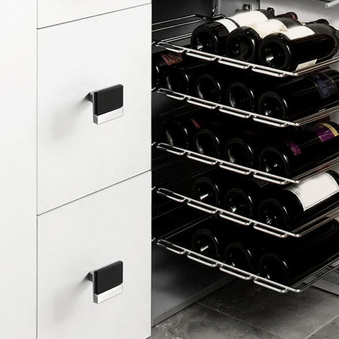 2pcs SEWACC Kitchen Cabinet Pull Handles, Single Hole Dresser Drawer Pulls, Bright Chrome and Black Finish, Furniture