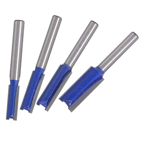 Yakamoz Industrial Grade 4Pcs 1/4" Shank Straight Dado Router Bit Set, Wood Milling Cutter Tools