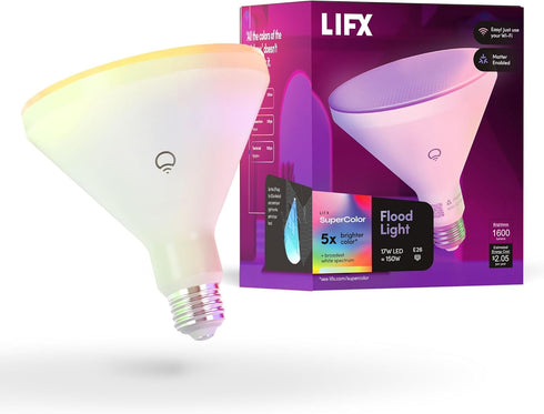 LIFX Smart Flood Light Bulb PAR38 E26 (1 Pack), Color Changing RGB