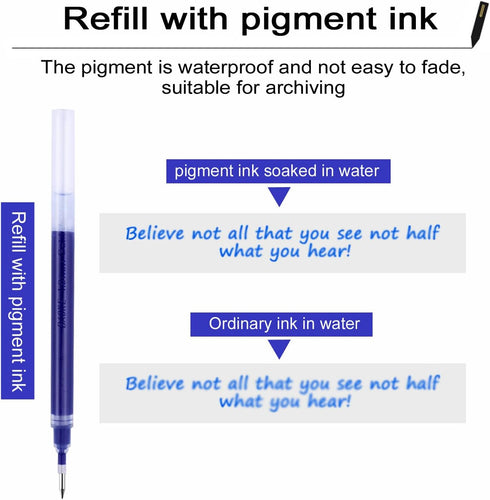 Rollerball Gel Ink Pens, 12 Pack, Blue Ink, Line Width 0.5mm for Office Supplies