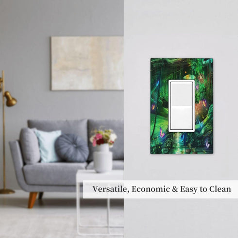 Decorative 1 Gang Single Decora GFCI Device Light Switch Cover - Forest Spring Enchanted Fairy Wonderland Green.