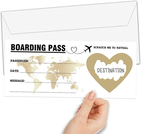 GREOXG Gold Surprise Reveal Card, 1 Set Scratch Surprise Boarding Pass Guess What