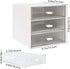 Desk Organizer with Drawer, Desk Storage Box, Plastic Office Stationery Supplies Organizers, Desktop Organizer for Office School Home (3 drawer, White) by Zuiaso