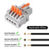 AITRIP 10Pcs Lever Wire Connectors, Mini Quick Terminal Block Compact Splice Electrical Connectors, 1 in 4 Out