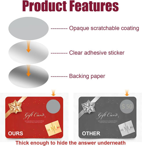 YXGSTY 90 Pack 1 Inch 3 Scratch Off Stickers, Round Self Adhesive Scratch Off Cards for DIY Raffle Card Games Creating