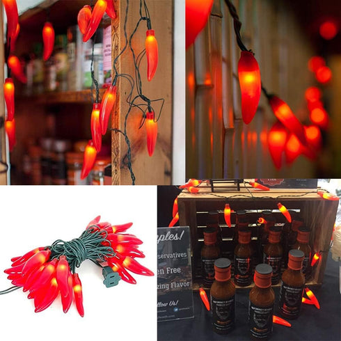 13.6Ft 35 Chili Pepper String Lights Plug in, LED Red Chili Pepper Christmas Lights, Connectable Chili Lights UL Listed