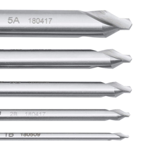 Accusize Industrial Tools 5 pc H.S.S. M2 Long Series Center Drill Set, 4'' OAL, 3560-1001