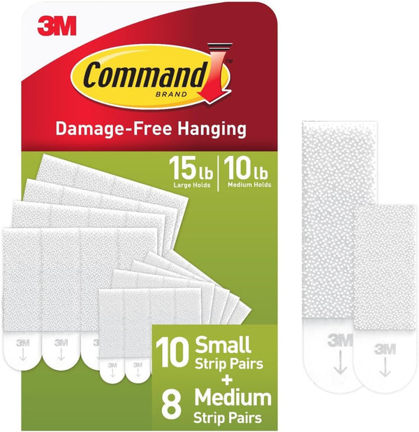 Command Picture Hanging Strips Variety Pack, Damage Free Hanging Picture Hangers, 10 Small Pairs and 8 Medium Pairs