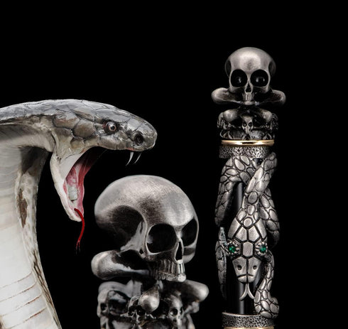 Jinhao Snake Roller Ball Pen, Black Color with Solid Metal Skull Head
