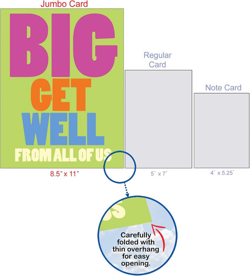 NobleWorks Jumbo Get Well Greeting Card (8.5 x 11 Inch) - Feel Better Soon Notecard
