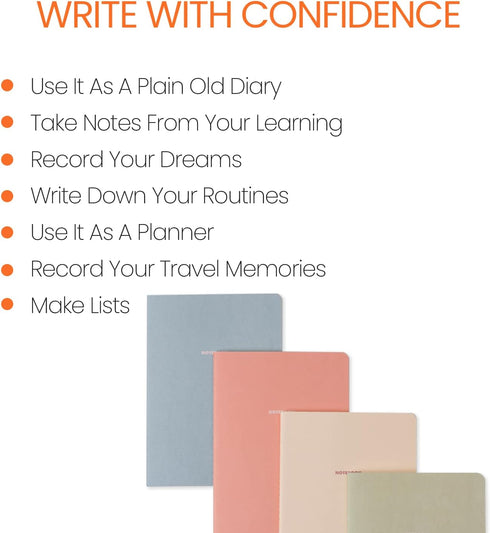 Notebook Journal - Pack of 8 A5 Notebooks, 5.5 x 8 in, Cute Soft Paper Cover for Travel, Meditation, Wedding