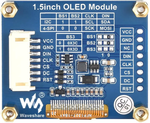 waveshare 1.5inch 128x128 16-bit Communicating I2C OLED Display Module Pixels Grey Level with Embedded Controller via