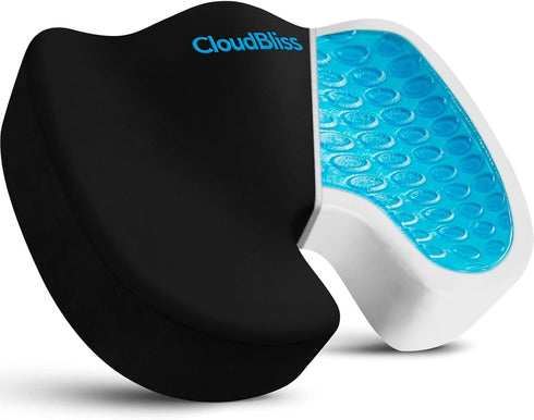 CloudBliss Gel Seat Cushion - Cooling Gel Enhanced, Memory Foam, Ergonomic Seat