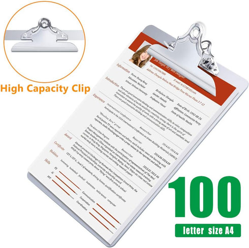 Metal Clipboard - Heavy Duty Aluminum Clipboard with High Capacity Clip for Letter Size and A4 Paper