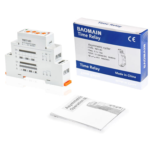 Baomain 16A SPDT Asymmetric Cycler Time Relay, Repeat Cycle Time Relay for Room Ventilation, TBT7-R1