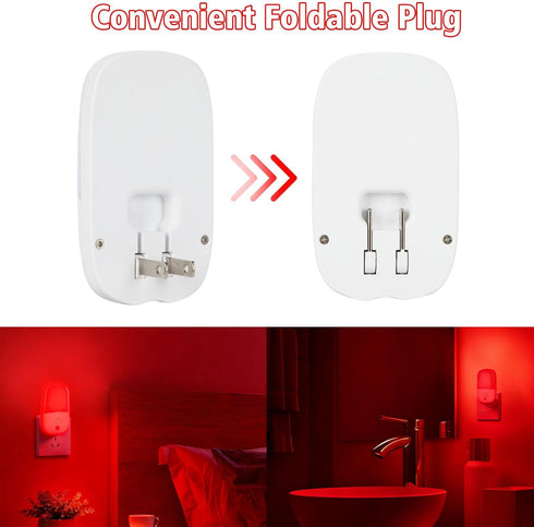 670nm 2 Pack echosari Red & Warm White Light Night Light for Sleep, Red Night Lights with Dusk to Dawn Sensor, LED