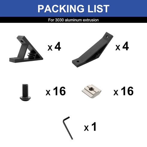 8pcs 3030 45/135 Degree Angle Corner Bracket, 3030 Extrusion Hardware T-Slot V-Slot Accessories with Screws and Nuts