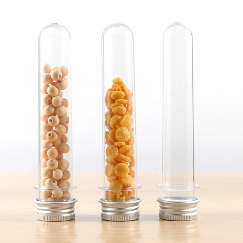 50 PCS Clear Plastic Test Tubes 5.5 x 1 inch, 40 ml with Caps & Sealing Sheets for Plants, Experiments, Candy Storage