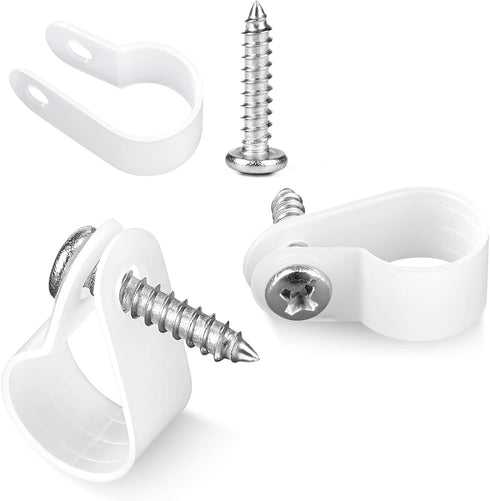 100 Pack 1/2 Inch P-Style Cable Clips, Rope Light Mounting Clips with Compatible Stainless Steel Pan Head Phillips