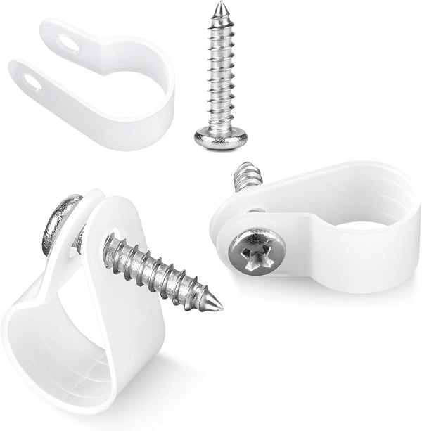 100 Pack 1/2 Inch P-Style Cable Clips, Rope Light Mounting Clips with Compatible Stainless Steel Pan Head Phillips