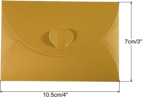 PATIKIL Gift Card Envelopes, 36 Pack Heart Shaped Clasp Small Gift Cards Holder Mini Envelope for Birthdays Weddings, Gold by PATIKIL